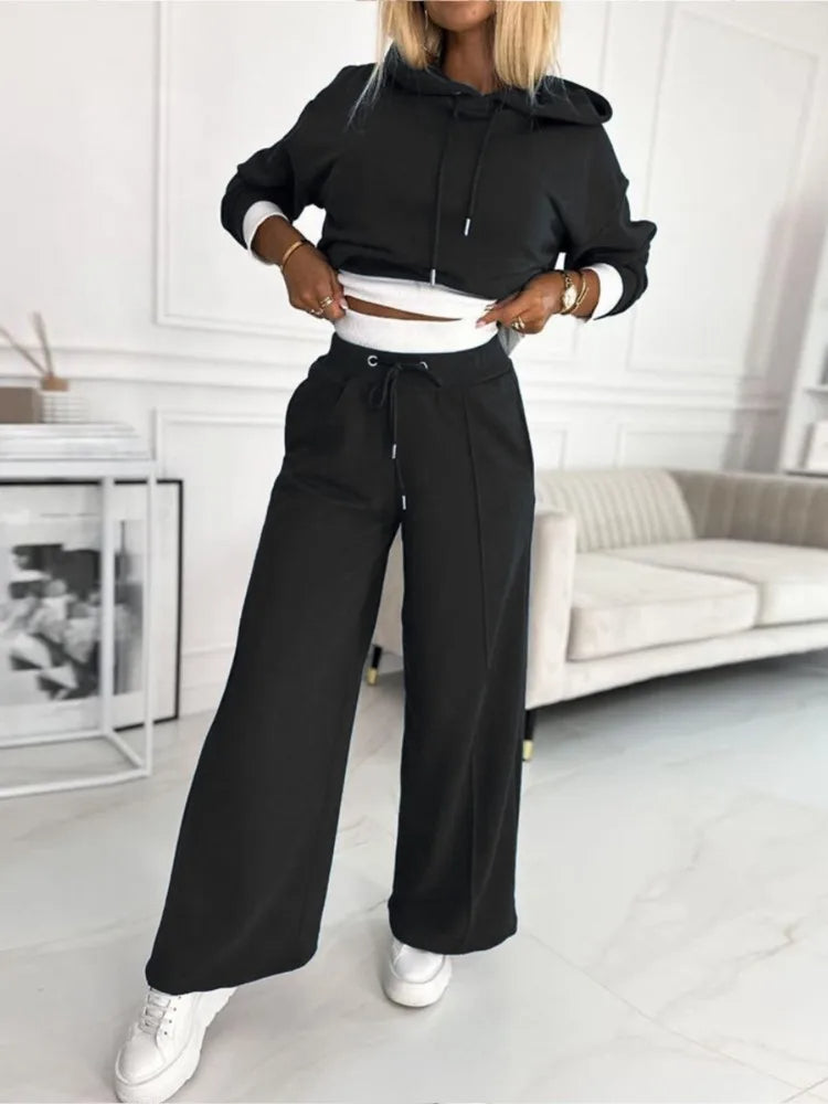 Ensemble Jogging Femme Oversize Gris Chiné - Confortable Hiver Taille Haute