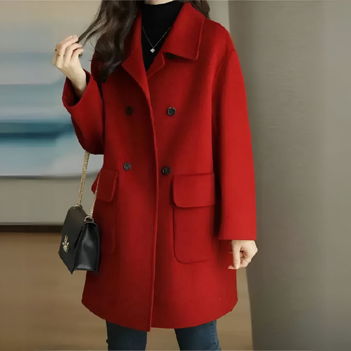 Manteau Long Classique Laine Polyester Chic Intemporel Hiver
