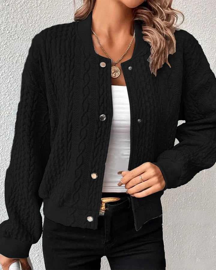 Blouson Tricoté Torsadé Boutons - Casual Chic Chaleur Élégance