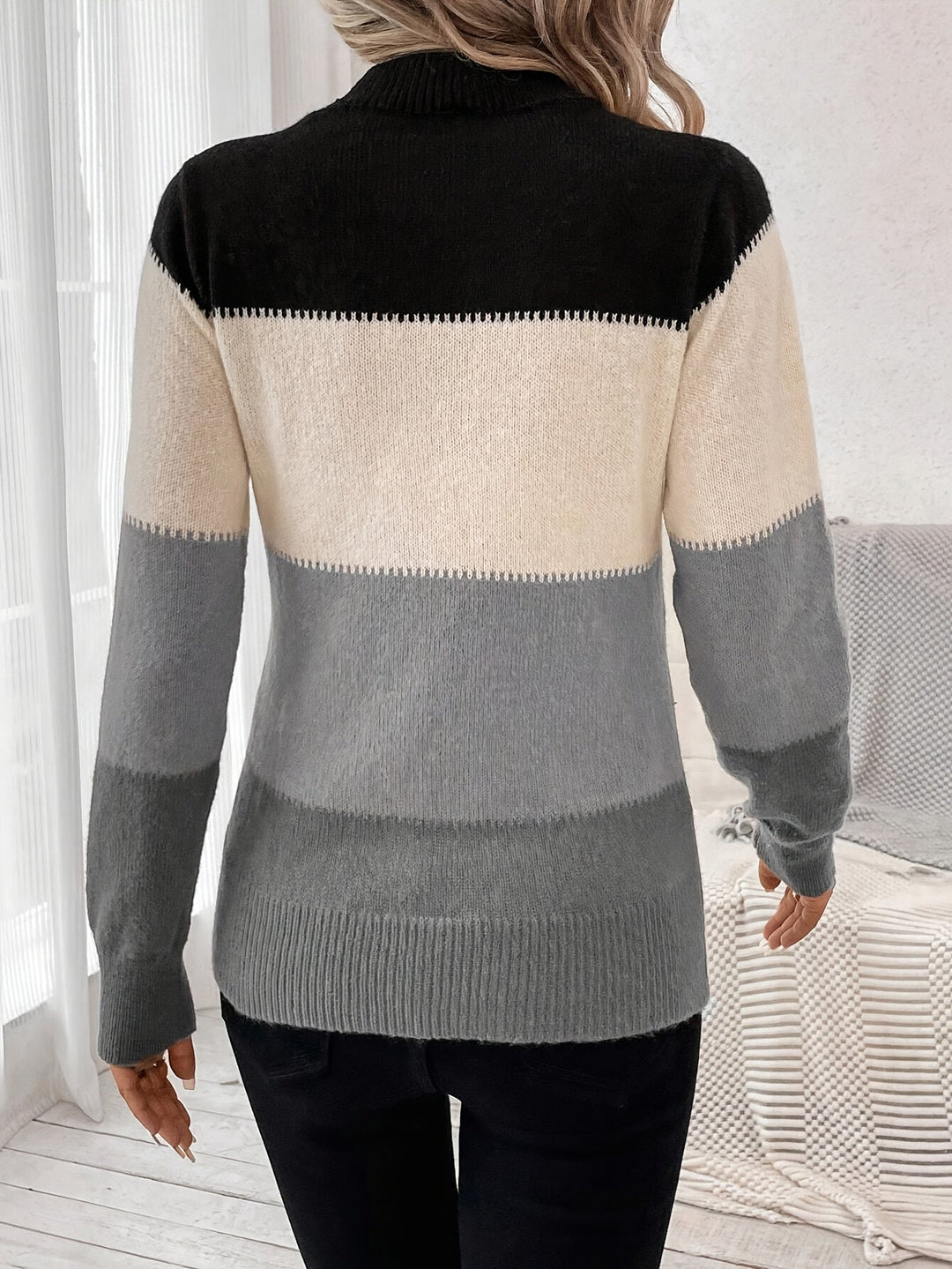 Pull Rayures Dégradées Doux Élégant Automne