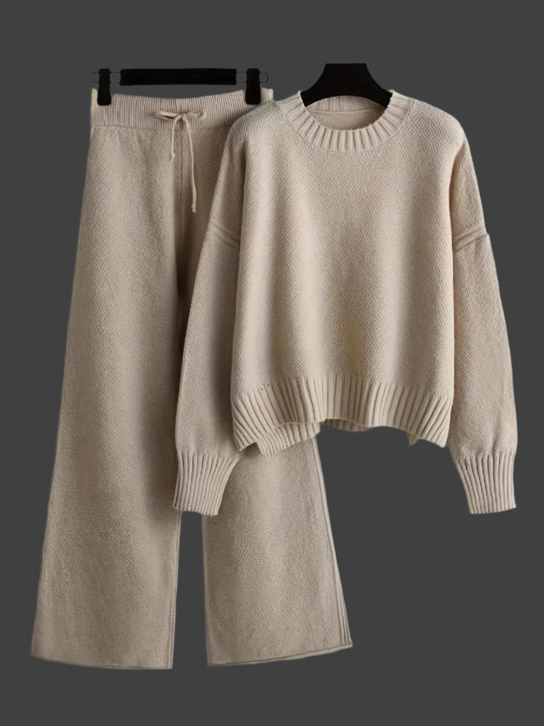 Ensemble Maille Pull Pantalon Large Confort Chaleur Chic Décontracté