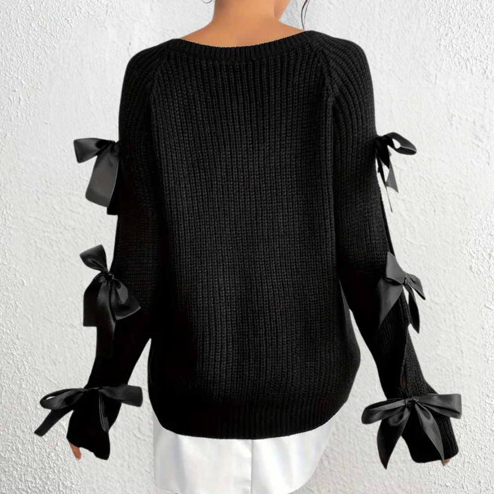 ANNA Pull Femme Élégant Confortable Noir Polyvalent