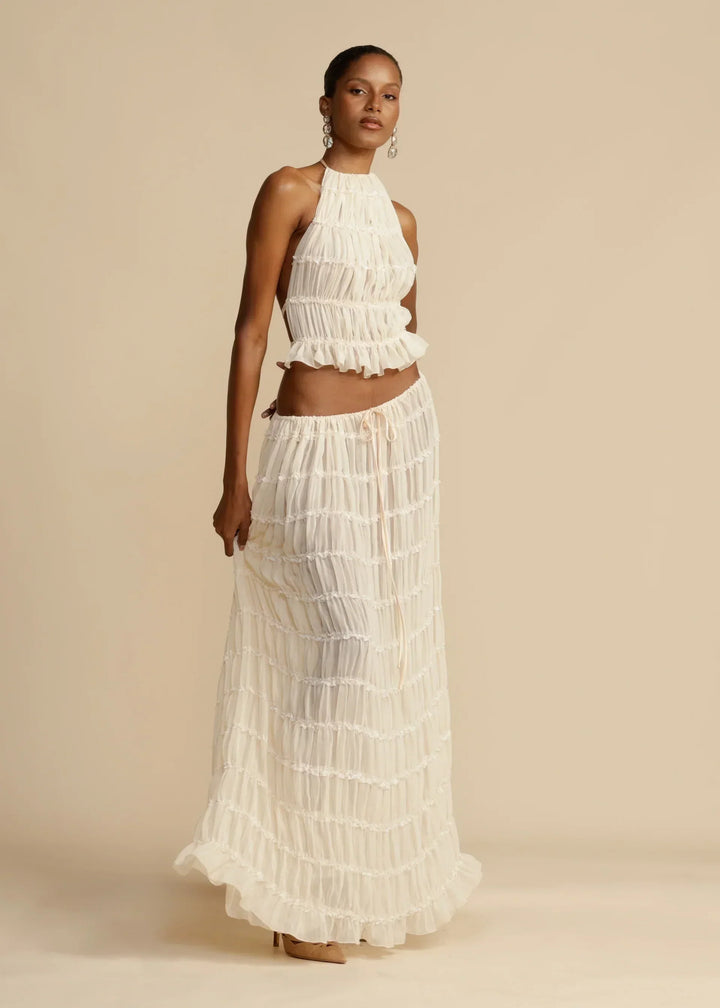 Ensemble Bohème Crochet Femme - Élégance Estivale Deux Pièces