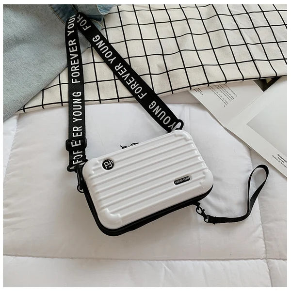 Sac Bandoulière Rigide Noir Design Valise - Petit Sac Tendance Urbain