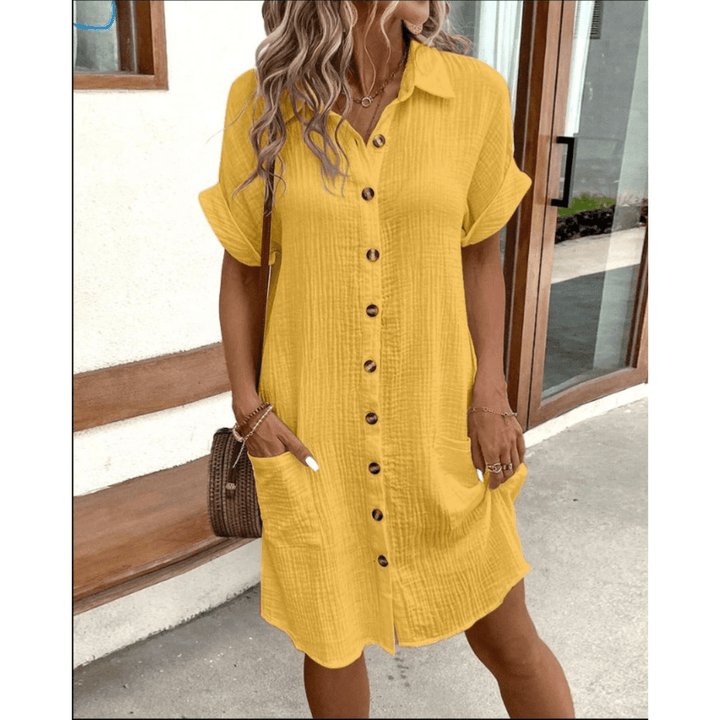 Gitana | Robe Chemise Décontractée à Boutons Pour Femme | Mini - Looksy