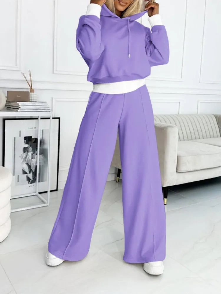 Ensemble Jogging Femme Oversize Gris Chiné - Confortable Hiver Taille Haute