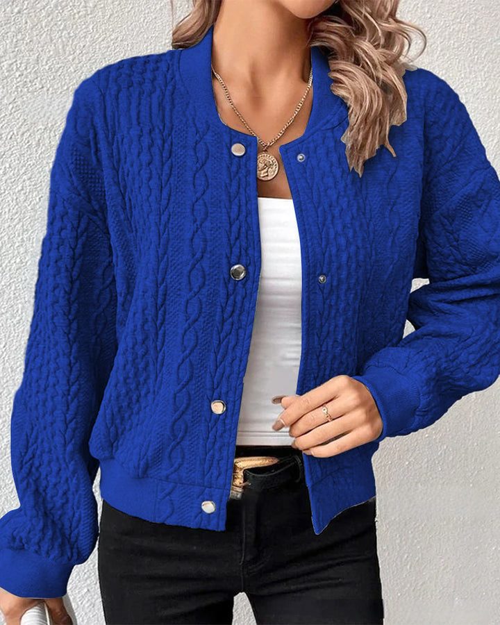 Blouson Tricoté Torsadé Boutons - Casual Chic Chaleur Élégance