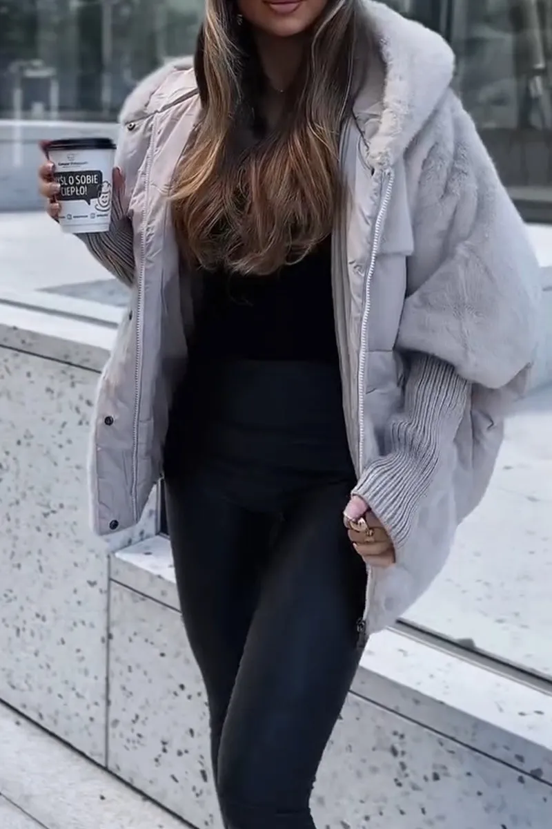 Doudoune Oversize Fausse Fourrure Chaude Élégante Hiver Tendance
