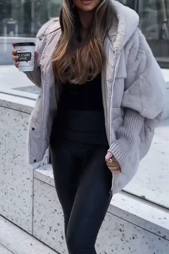 Doudoune Oversize Fausse Fourrure Chaude Élégante Hiver Tendance