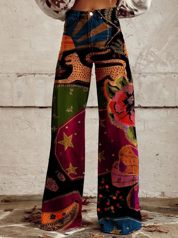 Pantalon Évasé Bohème Coloré Large Été
