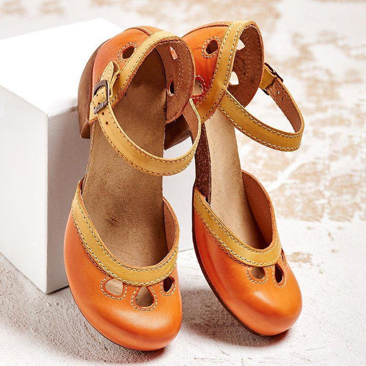 Chaussures Vintage Femme Élégantes Rétro Confort Cuir Bicolores