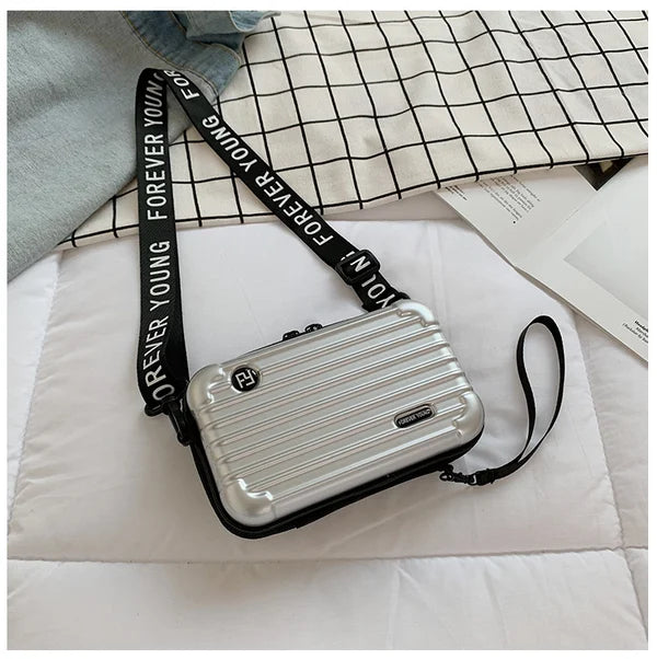 Sac Bandoulière Rigide Noir Design Valise - Petit Sac Tendance Urbain