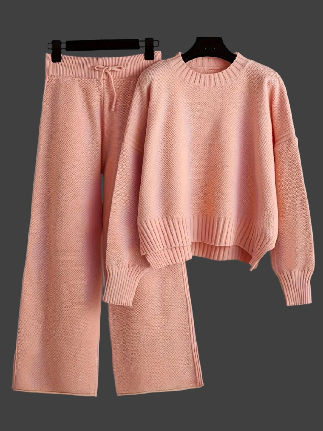 Ensemble Maille Pull Pantalon Large Confort Chaleur Chic Décontracté