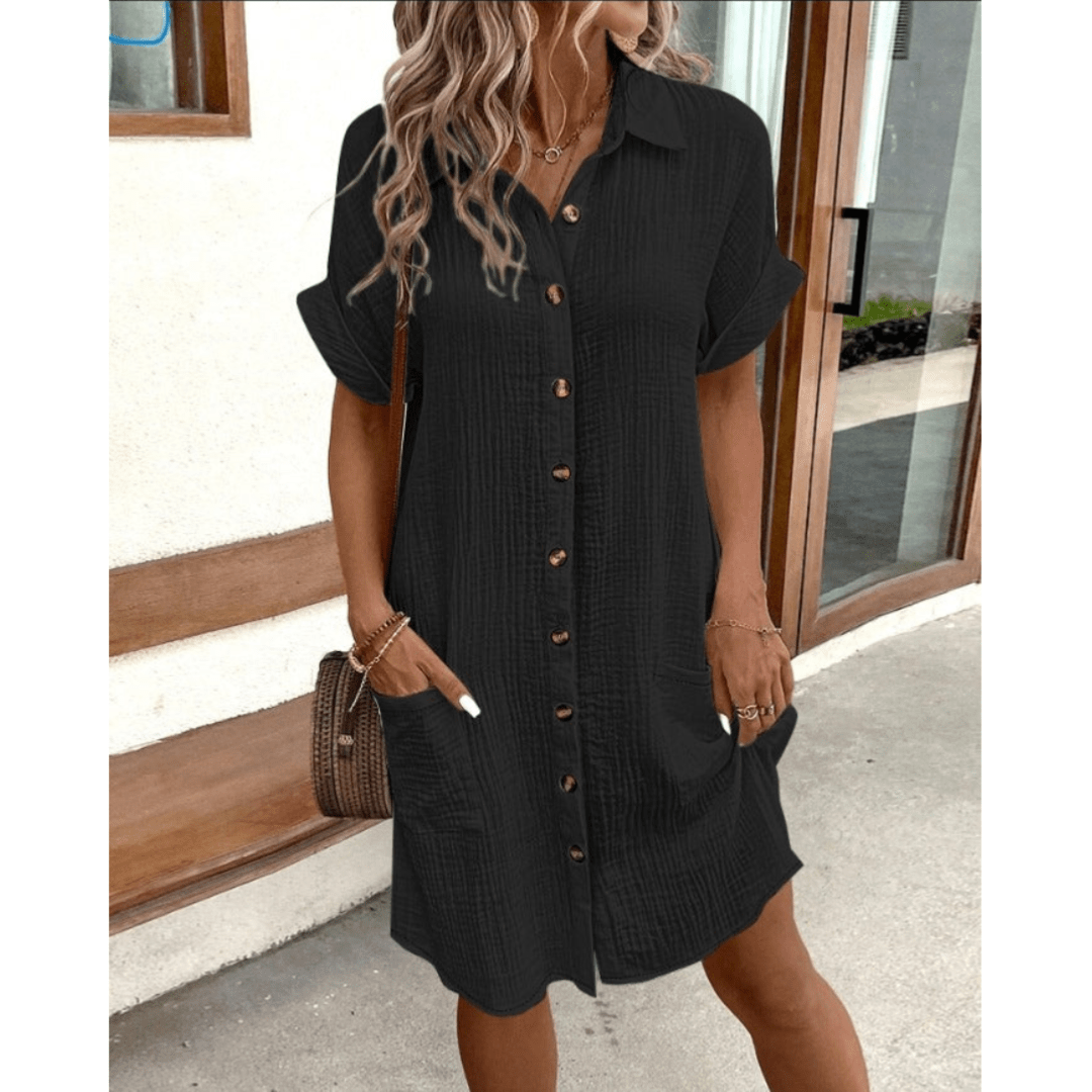 Gitana | Robe Chemise Décontractée à Boutons Pour Femme | Mini - Looksy