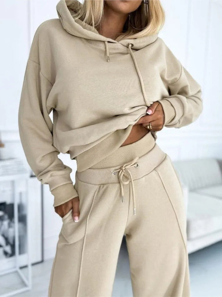 Ensemble Jogging Femme Oversize Gris Chiné - Confortable Hiver Taille Haute