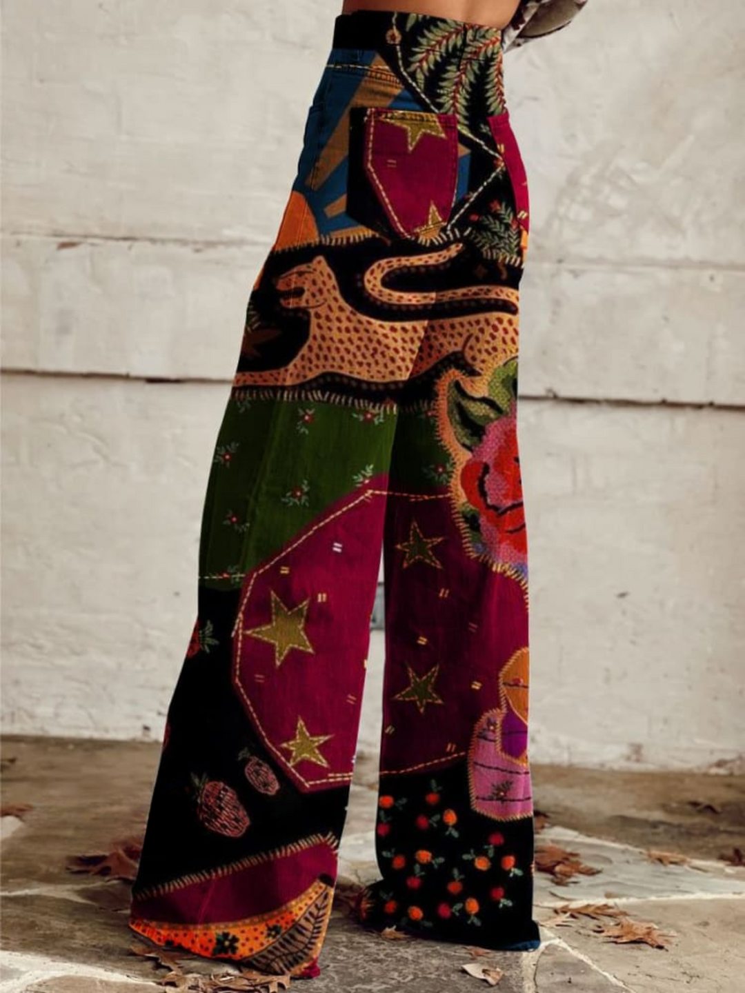Pantalon Évasé Bohème Coloré Large Été