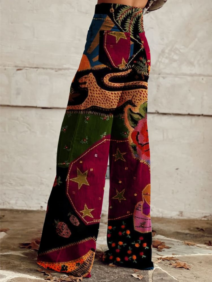 Pantalon Évasé Bohème Coloré Large Été