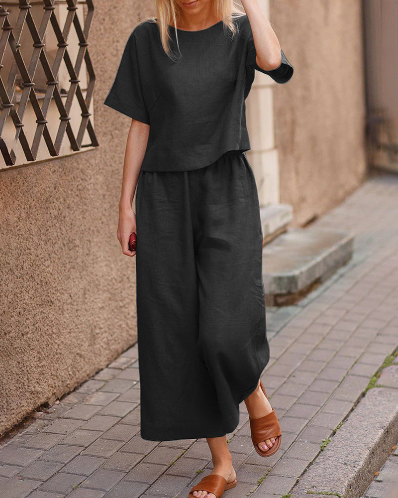 Ensemble Lin Femme Élégant | 2 Pièces Légères et Confortables pour l'Été