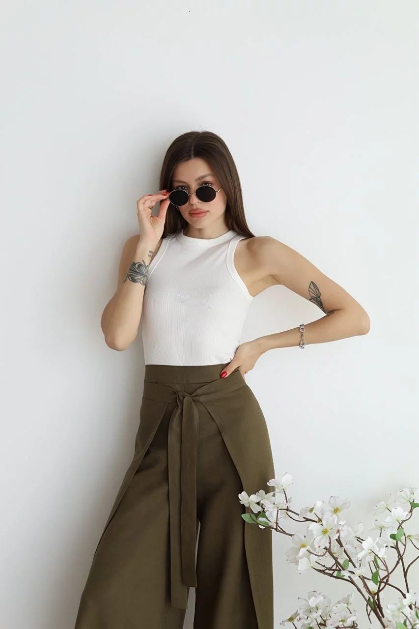 Pantalon Large Taille Haute Femme Élégant Confortable Moderne
