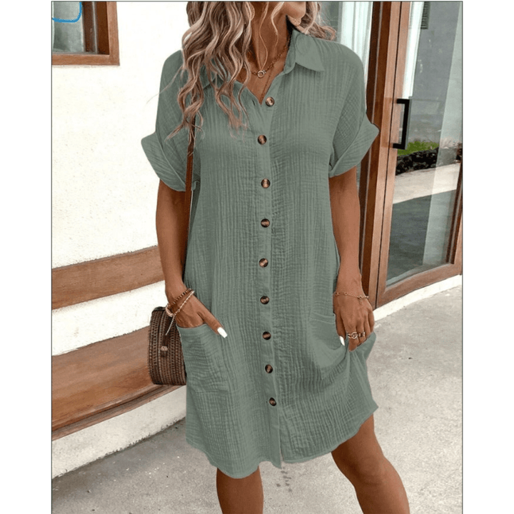 Gitana | Robe Chemise Décontractée à Boutons Pour Femme | Mini - Looksy