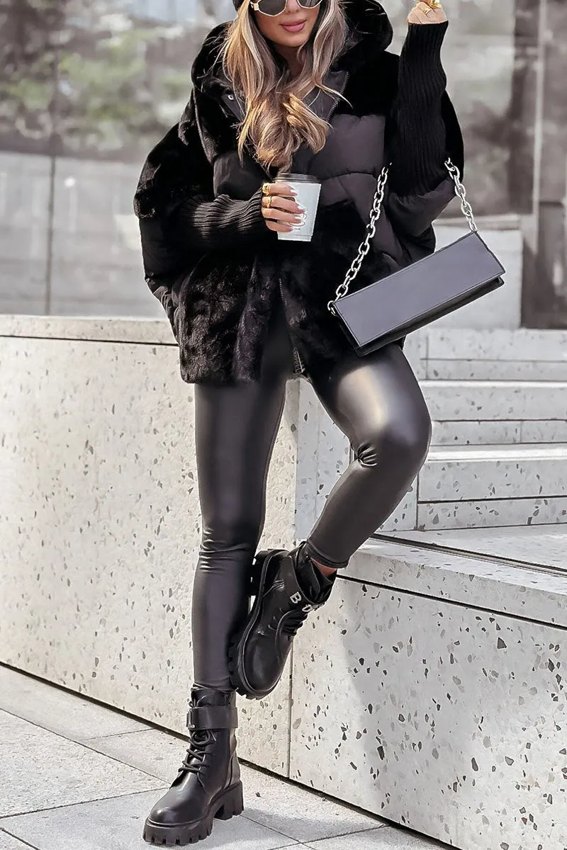 Doudoune Oversize Fausse Fourrure Chaude Élégante Hiver Tendance