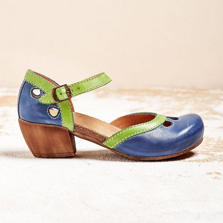 Chaussures Vintage Femme Élégantes Rétro Confort Cuir Bicolores