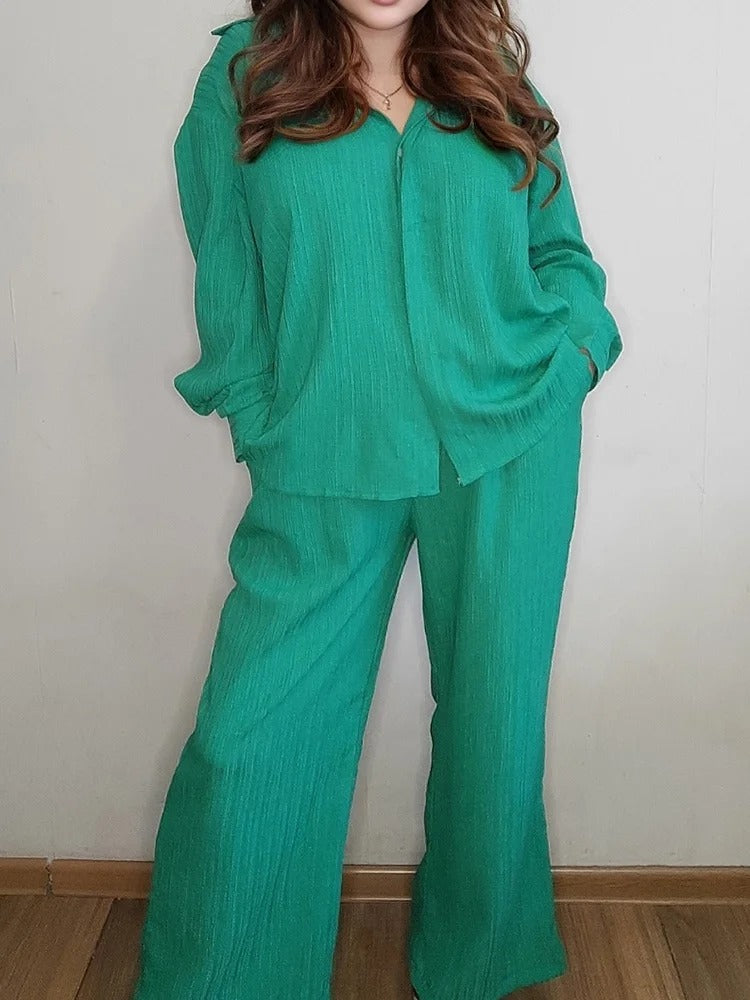 Ensemble Pantalon Chemise Femme - Élégance Moderne Confort