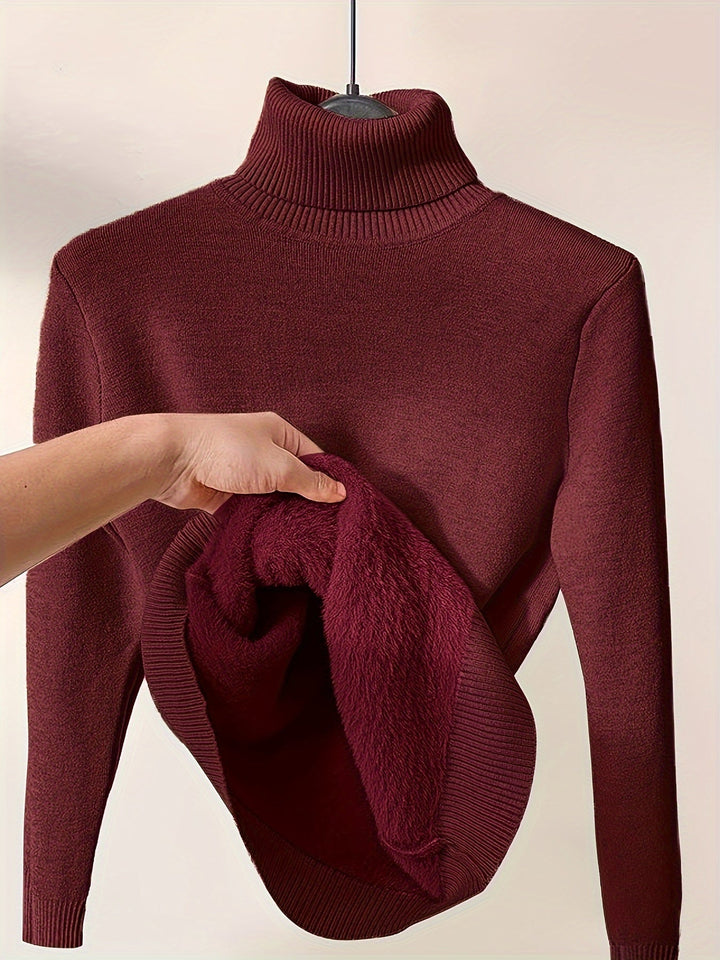 Pull Col Roulé Doublé Femme - Chaleur Élégante Hivernale