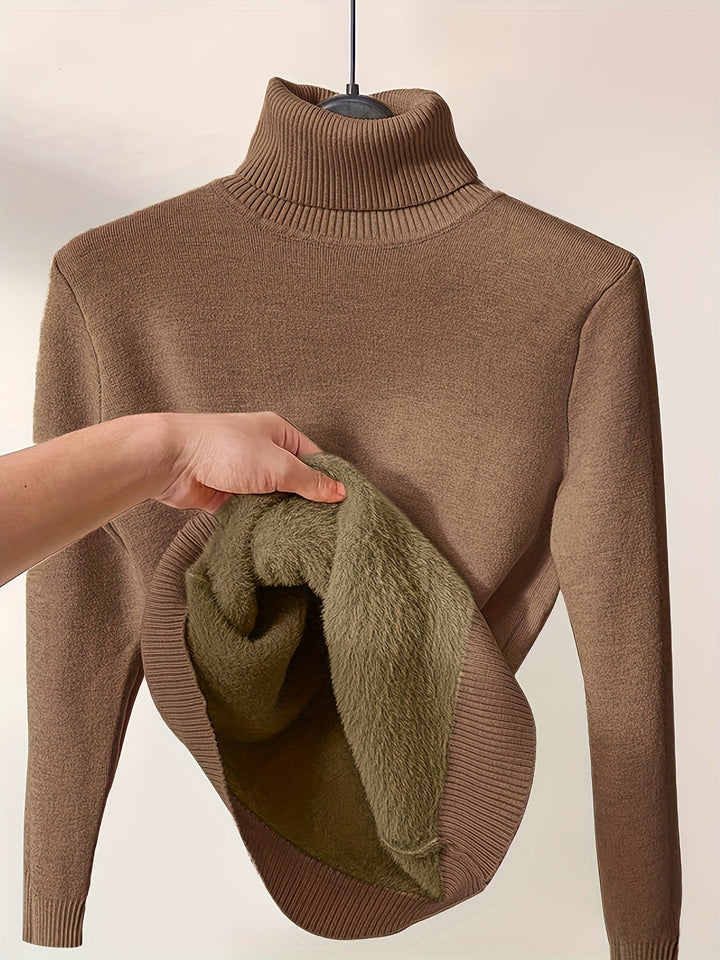 Pull Col Roulé Doublé Femme - Chaleur Élégante Hivernale