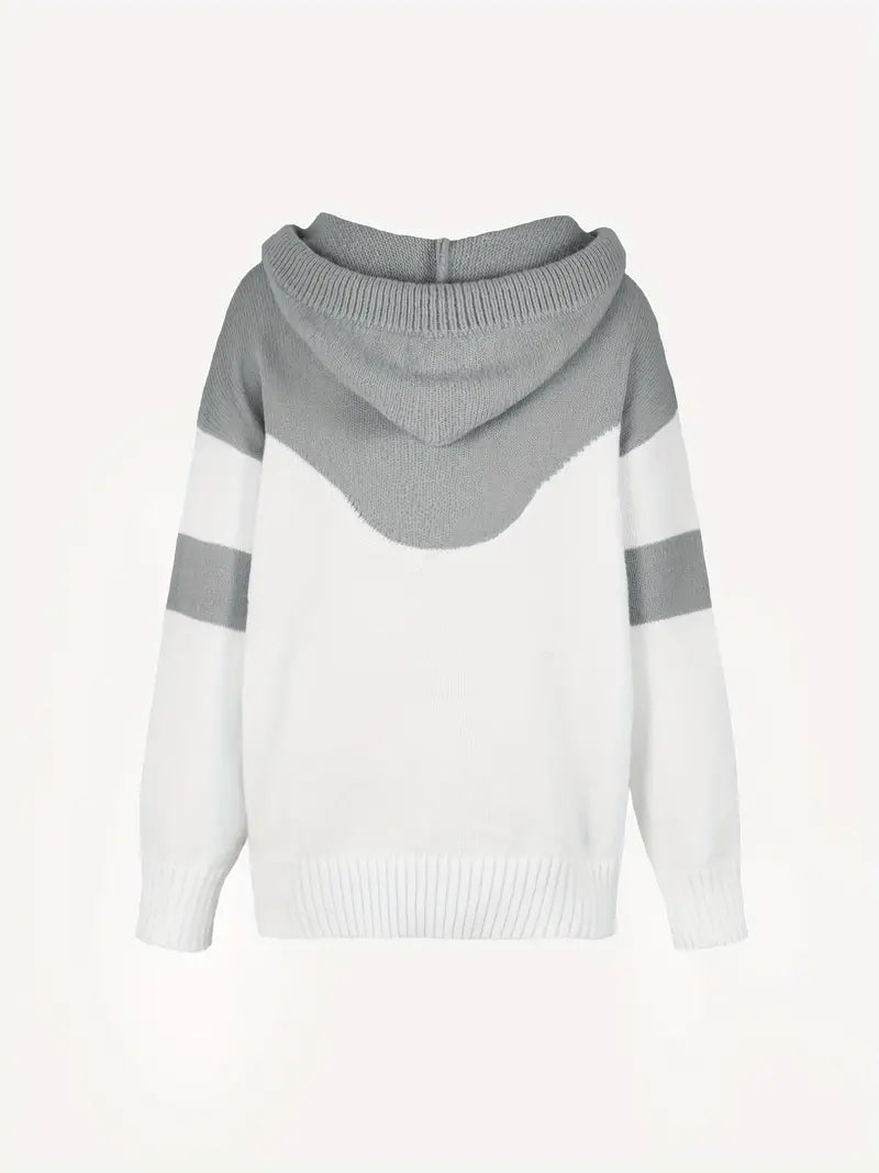 Pull Col Montant Femme Maille Douce Chaud Hiver Bicolore