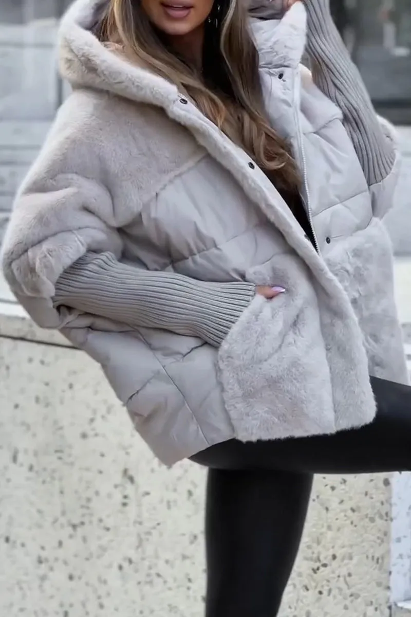 Doudoune Oversize Fausse Fourrure Chaude Élégante Hiver Tendance