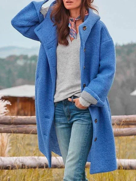 Manteau Long Laine Bouclée Femme Élégant Chaud Décontracté Chic