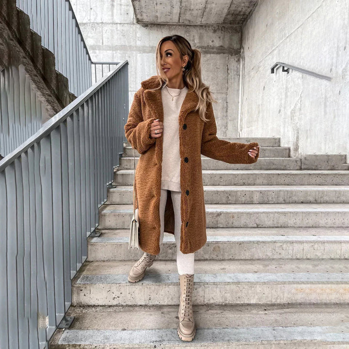 Nina manteau long teddy femme – chaud, doux et tendance hiver