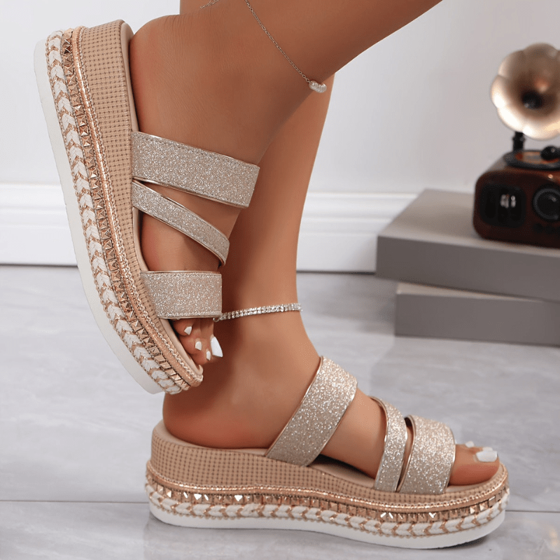 Adalric | Sandales Plateforme Pailletées pour Femme | Été - Looksy