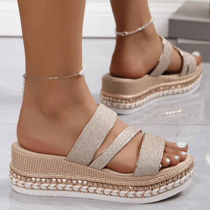 Adalric | Sandales Plateforme Pailletées pour Femme | Été - Looksy