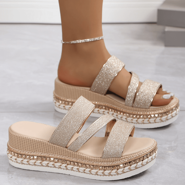 Adalric | Sandales Plateforme Pailletées pour Femme | Été - Looksy