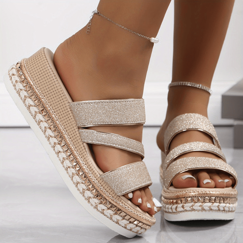 Adalric | Sandales Plateforme Pailletées pour Femme | Été - Looksy