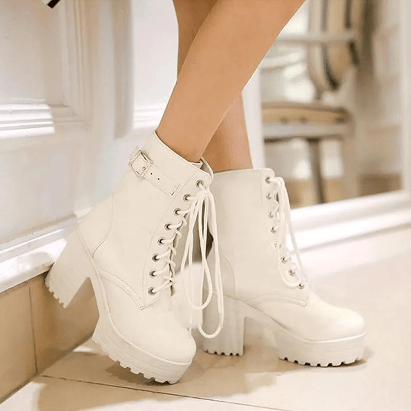 Adrienne | Bottes à Talons Épais pour Femme | À Lacets - Looksy