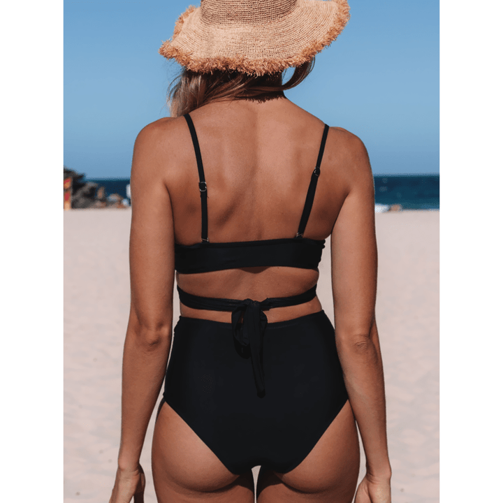 Aenor | Ensemble bikini taille haute torsadé devant pour femme | Deux pièces - Looksy