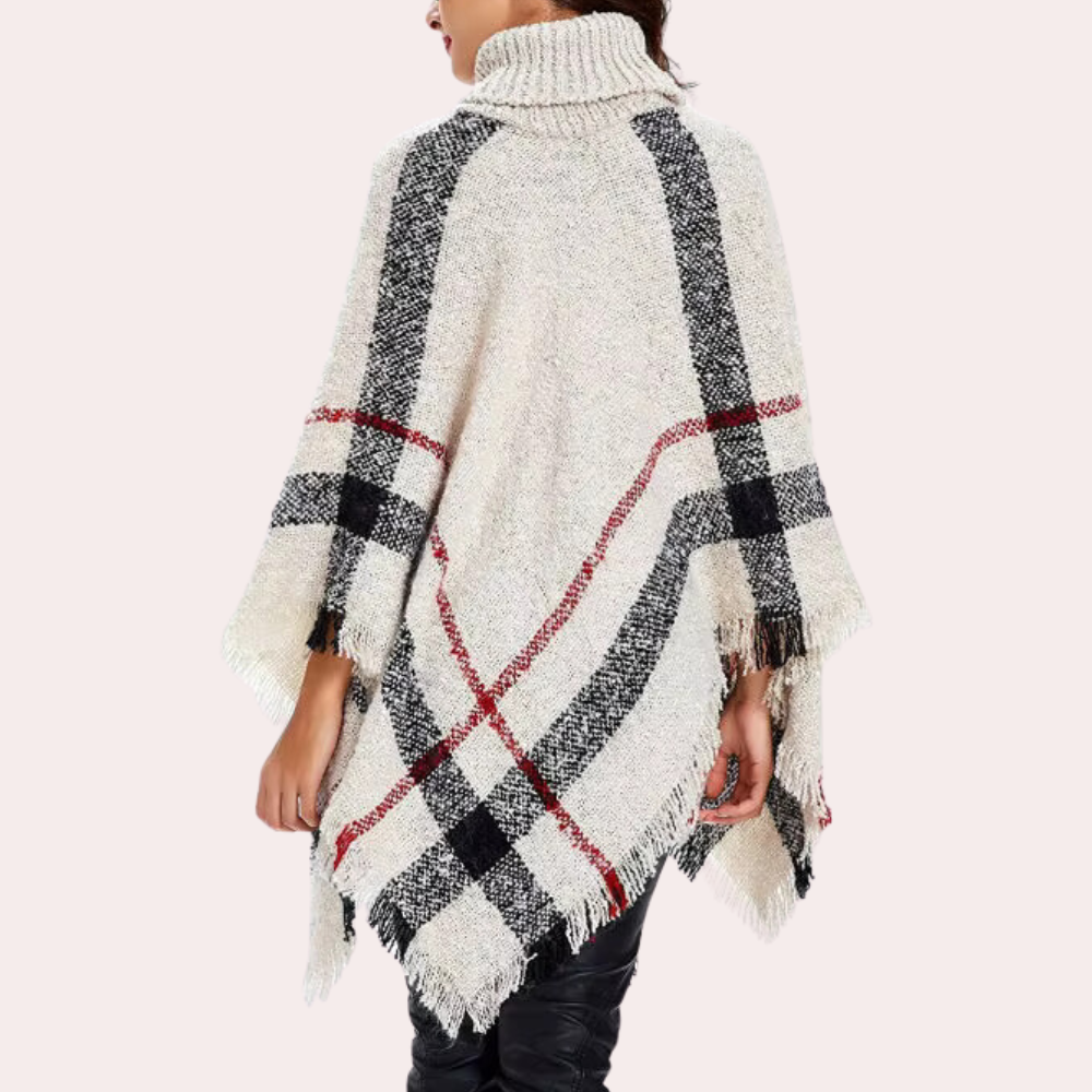 Poncho Tricot Col Montant Femme : Élégance Confortable ADIS Beige