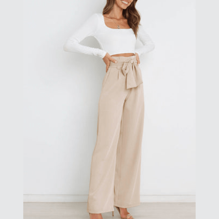 Amance | Pantalon Large Ceinturé Femme | Taille Haute - Looksy