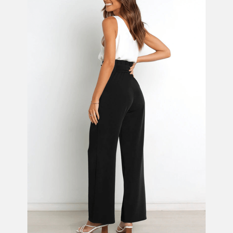 Amance | Pantalon Large Ceinturé Femme | Taille Haute - Looksy