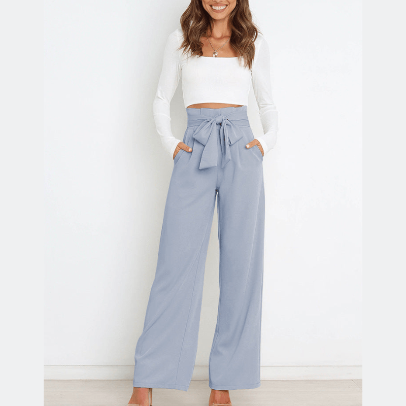 Amance | Pantalon Large Ceinturé Femme | Taille Haute - Looksy