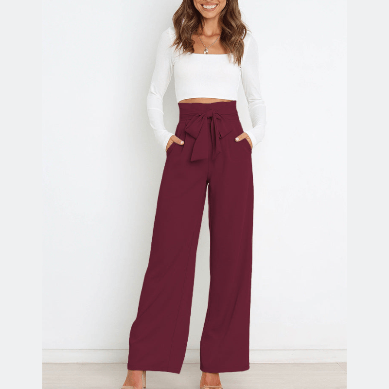Amance | Pantalon Large Ceinturé Femme | Taille Haute - Looksy