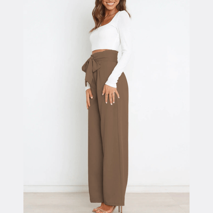 Amance | Pantalon Large Ceinturé Femme | Taille Haute - Looksy
