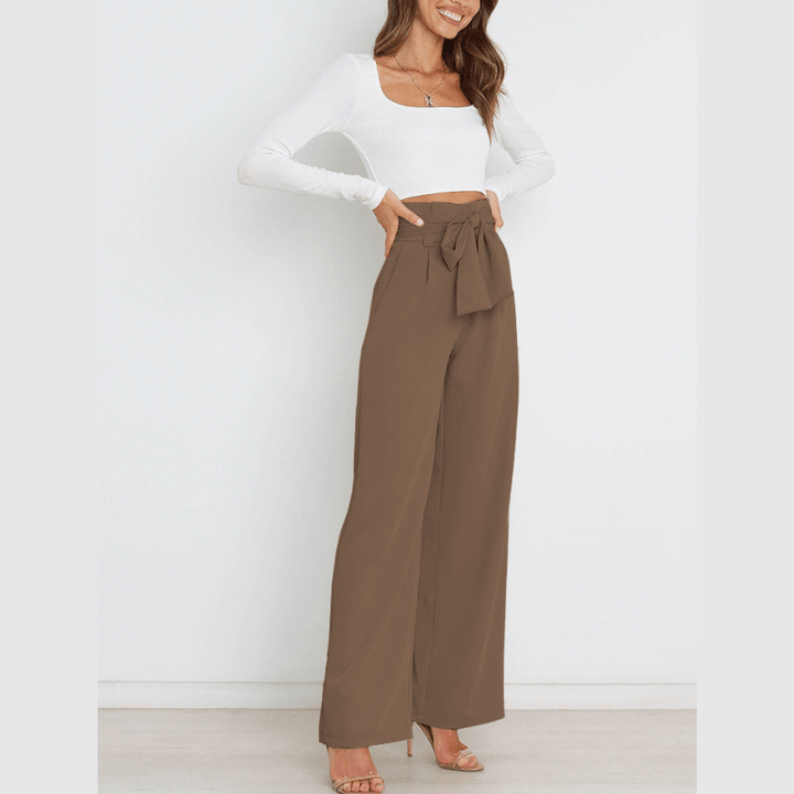 Amance | Pantalon Large Ceinturé Femme | Taille Haute - Looksy