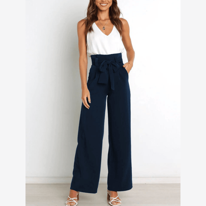 Amance | Pantalon Large Ceinturé Femme | Taille Haute - Looksy
