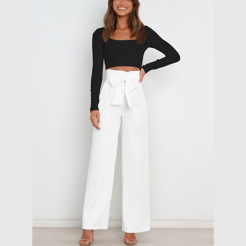 Amance | Pantalon Large Ceinturé Femme | Taille Haute - Looksy