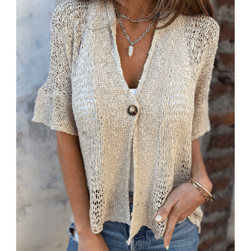 Annie | Haut Texturé Léger pour Femmes | Manches Courtes - Looksy