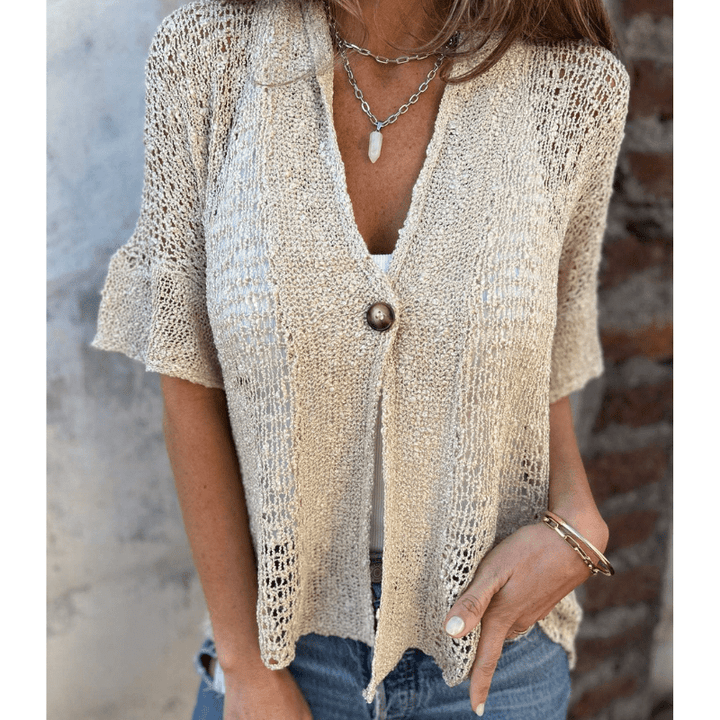 Annie | Haut Texturé Léger pour Femmes | Manches Courtes - Looksy